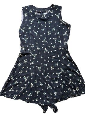 Vintage Black Honors Floral Sleeveless Romper Dress